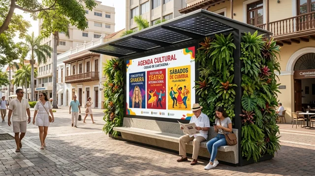 Render ilustrativo: módulo solar urbano