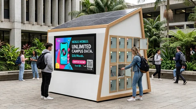 Render ilustrativo: estación de carga en campus